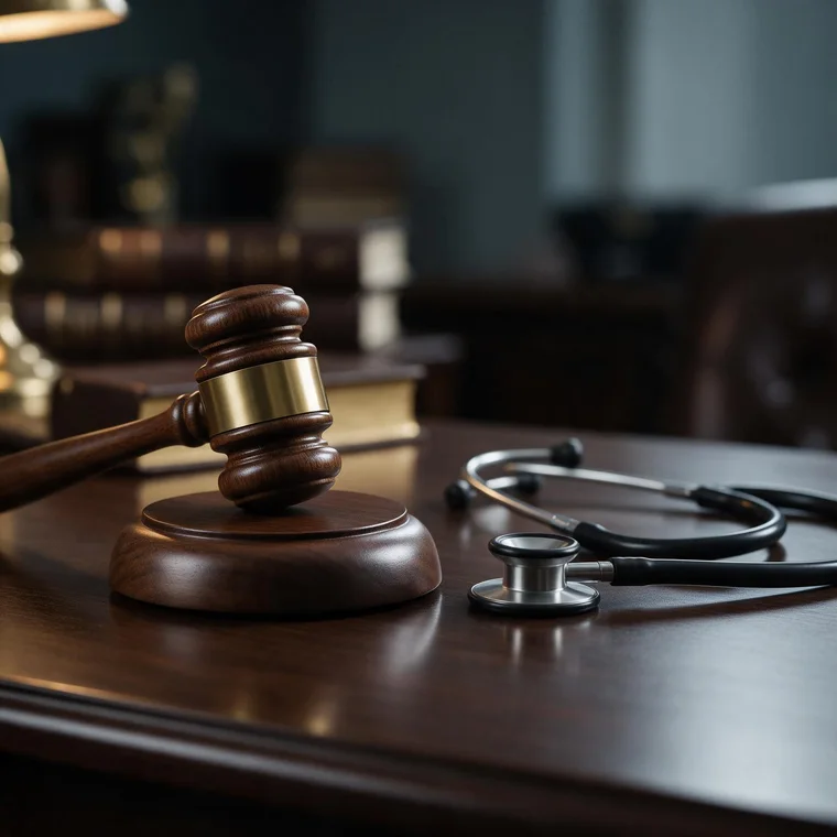 Advogada analisando o prontuário de um caso de erro médico
